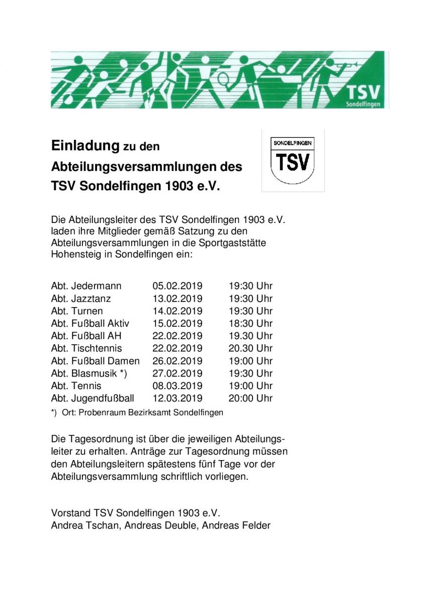 Abteilungsversammlungen